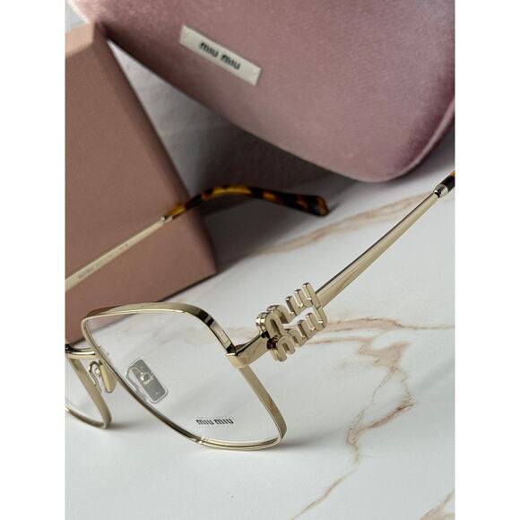 NEW Miu Miu M51XV Gold Square Logo Eyeglasses Frames main image 4